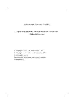 Mathematical Learning Disability: Cognitive Conditions