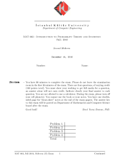Introduction to Probability Theory and Statistics Problem 1. Problem