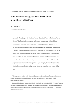 From Fictions and Aggregates to Real Entities in the Theory of the Firm