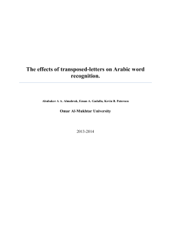 The effects of transposed-letters on Arabic word recognition.
