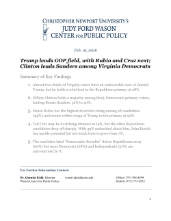 Clinton leads Sanders among Virginia Democrats