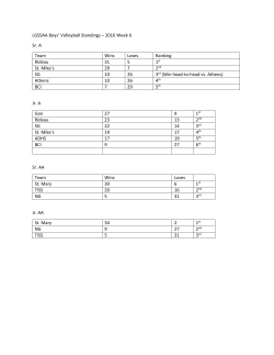 LGSSAA Boys` Volleyball Standings &ndash; 2016 Week 6 Sr. A Team