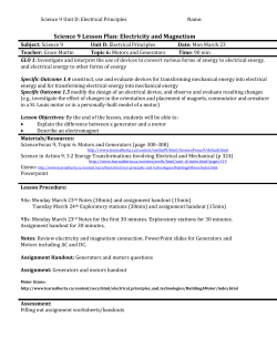 Science 9 Lesson Plan: Electricity and Magnetism