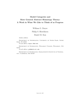 Model Categories and More General Abstract Homotopy Theory: A