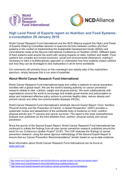 High Level Panel of Experts report on Nutrition and Food Systems: e