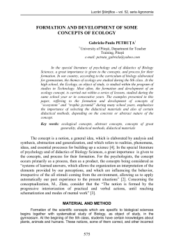 formation and development of some concepts of ecology