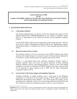 Terms of Reference (TOR) for the Conduct of Feasibility