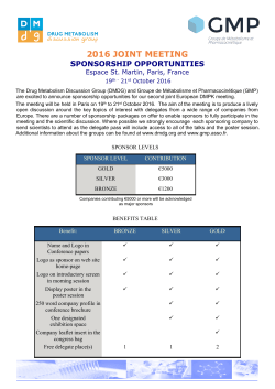 2016 GMP DMDG Joint Meeting Sponsorship Opportunities