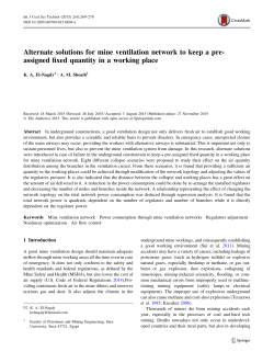 Alternate solutions for mine ventilation network to keep a pre