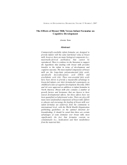 The Effects of Breast Milk Versus Infant Formulae on Cognitive
