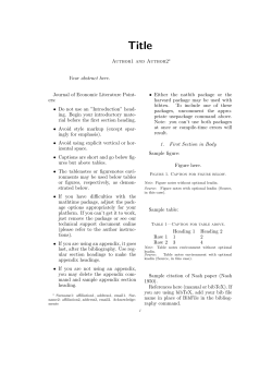 Author1 and Author2 Your abstract here. Journal of Economic