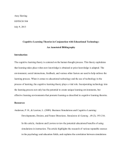 Amy Herring EDTECH 504 July 9, 2013 Cognitive Learning