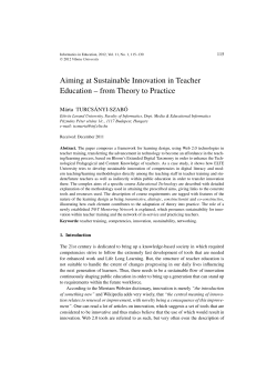 Aiming at Sustainable Innovation in Teacher Education &ndash; from