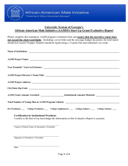 2013-2014 AAMI Start Up Grant Evaluative Report Template