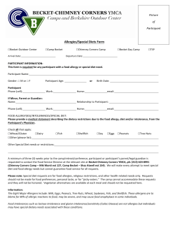 Food Allergies/Special Diets Form - Becket