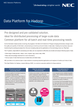 Data Platform for Hadoop - NEC Enterprise Solutions