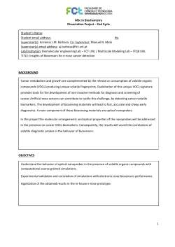 MSc in Biochemistry Dissertation Project &ndash; 2nd Cycle Student&acute;s