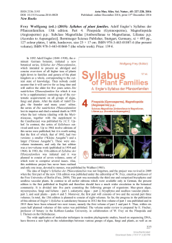 New Books Frey Wolfgang (ed.) (2015): Syllabus of plant families