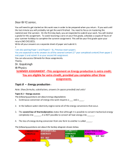 This assignment on Energy production is extra credit