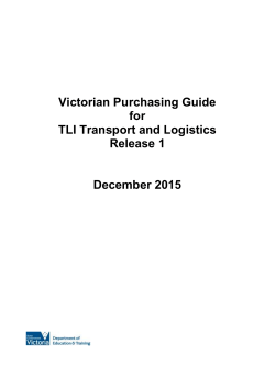 Victorian Purchasing Guide for TLI Transport and Logistics Release 1