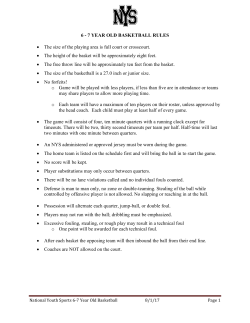 6 - 7 YEAR OLD BASKETBALL RULES &bull; The size of the playing