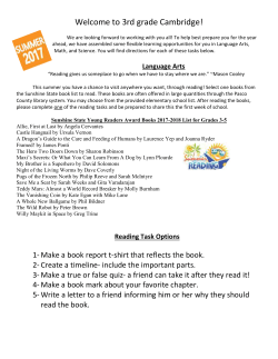 Incoming 3rd Grade Summer Assignments