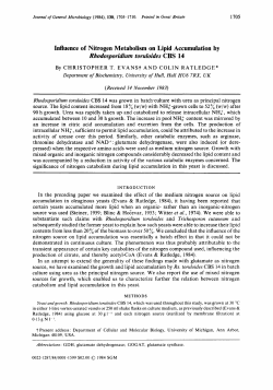 Influence of Nitrogen Metabolism on Lipid