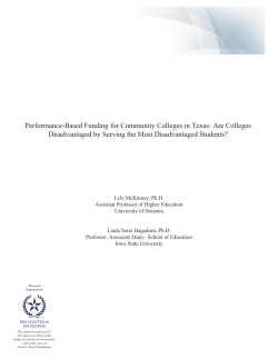 Performance-Based Funding for Community Colleges in Texas: Are