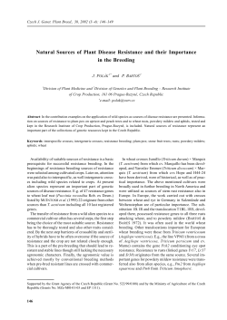 Natural Sources of Plant Disease Resistance and their Importance