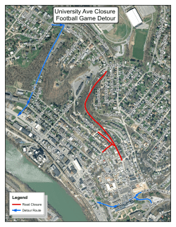 University Ave Closure Football Game Detour