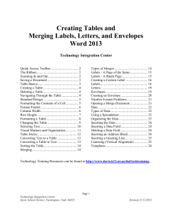 Creating Tables and Merging Labels, Letters