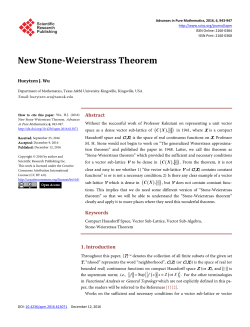 New Stone-Weierstrass Theorem - Scientific Research Publishing