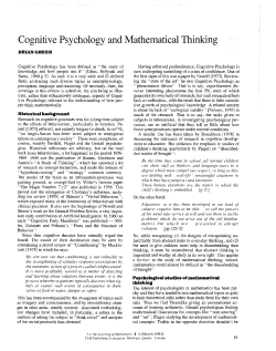 Cognitive Psychology and Mathematical Thinking
