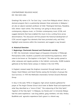 CONTEMPORARY RELIGIOUS MUSIC DR. TAN SOOI LING