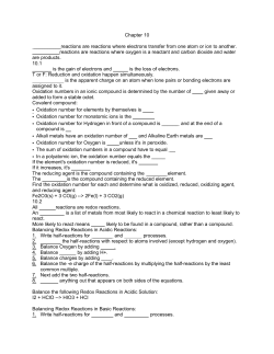 Chapter 10 __________reactions are reactions where electrons