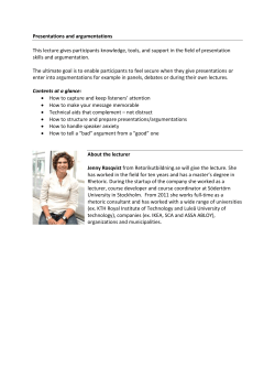 Presentations and argumentations This lecture gives participants