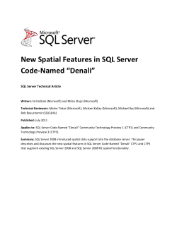 New Spatial Features in SQL Server Code-Named &ldquo;Denali&rdquo;