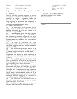 Use of Alcoholic Beverages at University of Houston