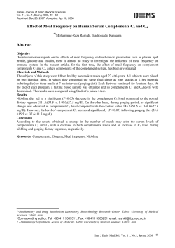 Effect of Meal Frequency on Human Serum Complements C3 and