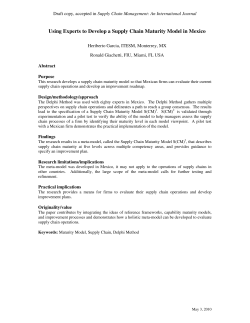 Using Experts to Develop a Supply Chain Maturity