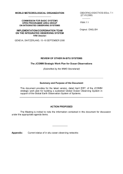 The JCOMM Strategic Work Plan for Ocean Observations