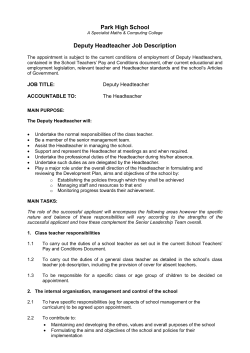 Annex 2: Deputy Headteacher Job Description
