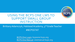 BCPS ONE: The Learning Management System