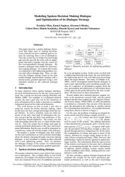 Modeling Spoken Decision Making Dialogue and Optimization of its