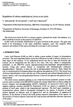 Regulation of carbon catabolism in Lactococcus lactis.