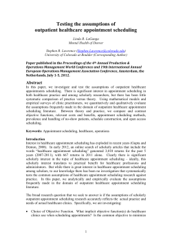Testing the assumptions of outpatient healthcare appointment