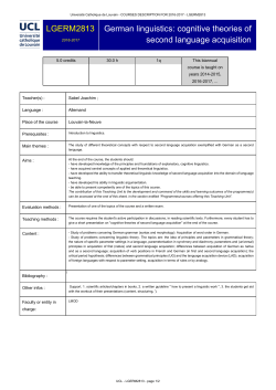 German linguistics: cognitive theories of second language acquisition