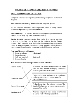SOURCES OF FINANCE WORKSHEET 4