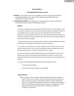 RULE NUMBER 10 CASE MANAGEMENT FOR CIVIL CASES 1