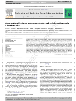 Consumption of hydrogen water prevents atherosclerosis in